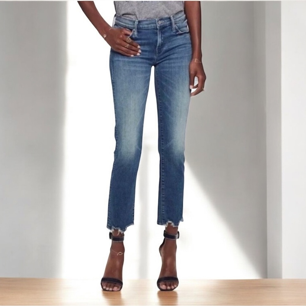Mother The Rascal Ankle Chew Jeans Blue Distressed Hem Size‎ 24